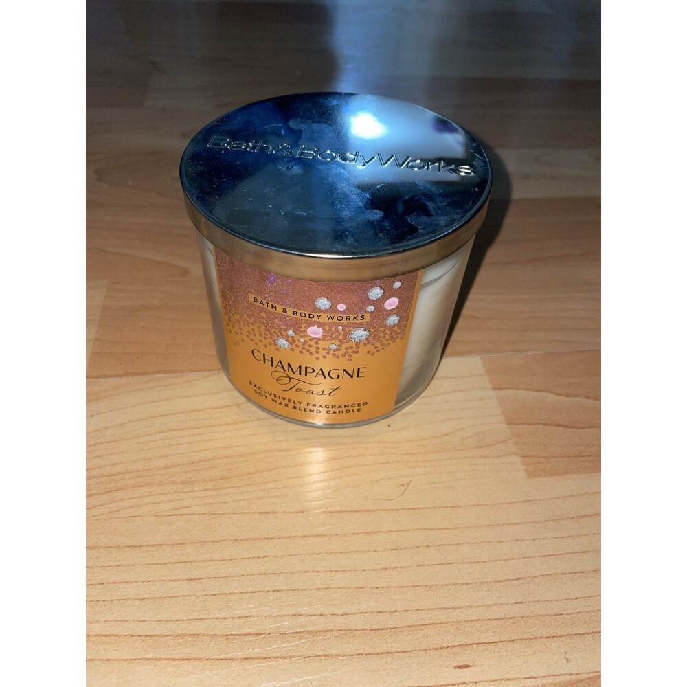 Bath & Body Works Champagne Toast 3-Wick Candle White Jar 14.5 Oz Scented Large